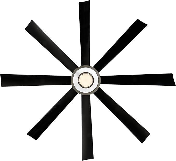 Aura Indoor and Outdoor 8-Blade 72in Smart Ceiling Fan in Brushed Nickel Matte Black with 3000K LED Light Kit and Remote Control works with Alexa and iOS or Android App