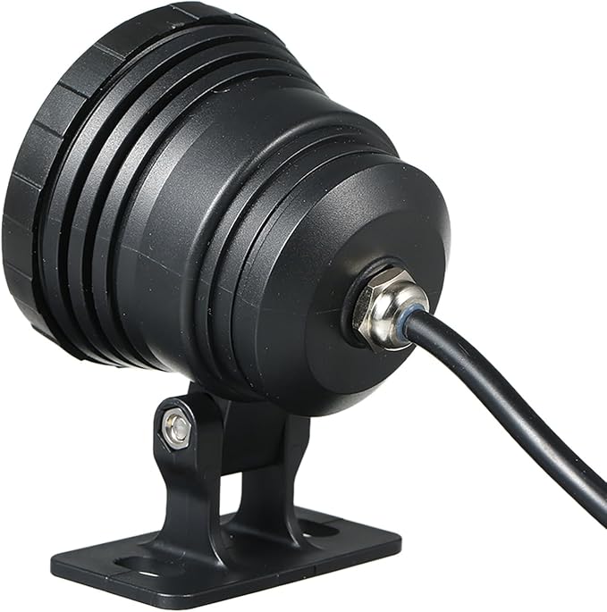 Dioche ACDC 12V 10W RGB LED Underwater Light - Remote Controlled 16 Color Changing Effect for Pools, Aquariums, and Fountains, IP65 & Energy-Efficient Design (Black)