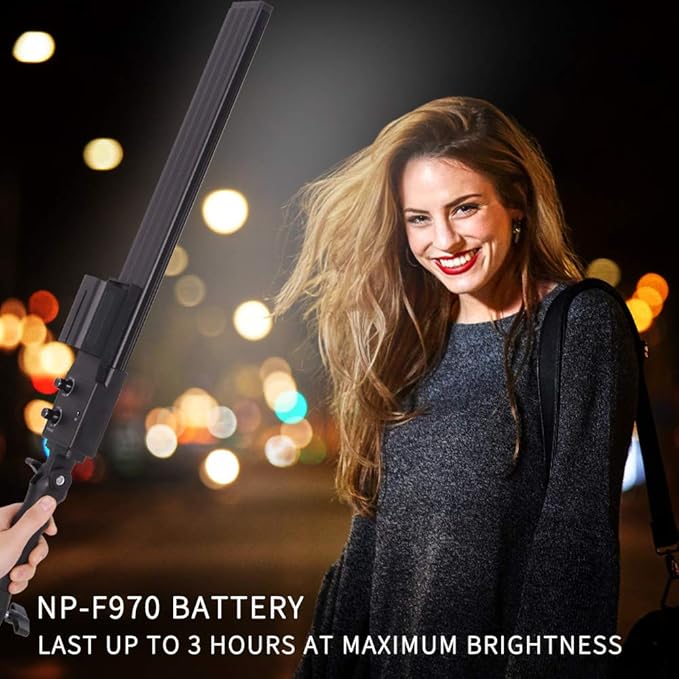 LED Video Light Battery Powered Photography Light Portable Handheld Wand,Dimmable 2800-5500K Photo Studio Light Kit with NP-970 Li-ion Battery and Stand for Portrait, YouTube,Outdoor Video