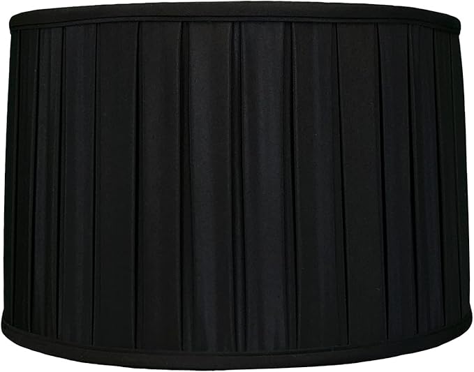 Royal Designs "Shallow Drum English Box Pleat Basic Lamp Shade, Black with Gold, 15"" x 16"" x 10""" (BS-748-16BLKGL)
