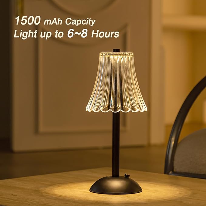 Cordless Table Lamps for Home,Table,Dining Room, Gold Rechargeable Lamps, USB Charge 12'' Tall LED Brass Portable Outdoor Indoor Table Lamp with Built-in Dimmer (Black-White)