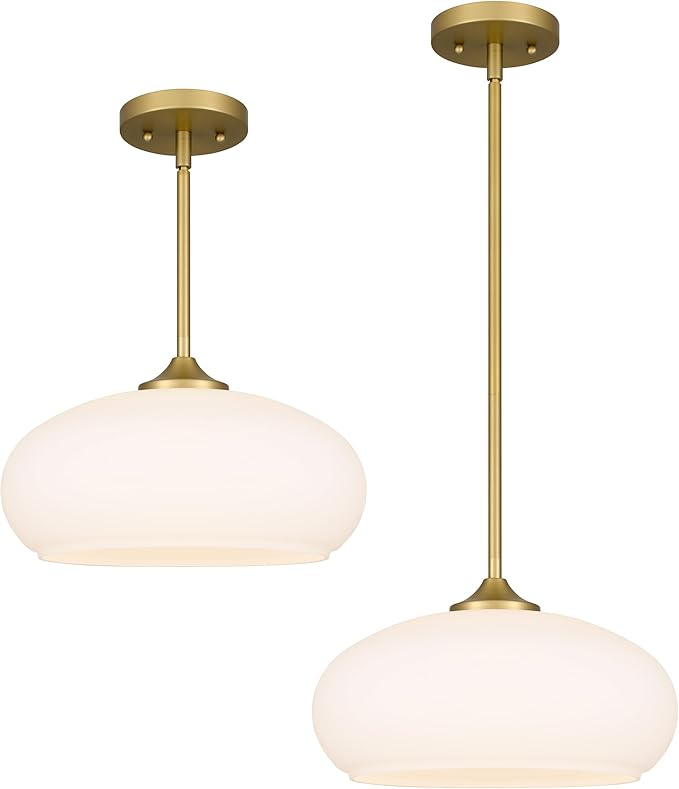 Juno Modern 1-Light Pendant Ceiling Light Fixture with Etched Opal Glass Shade for Kitchen Island, Hallway, Entryway, Passway, Dining Room, Bedroom, Balcony Living Room