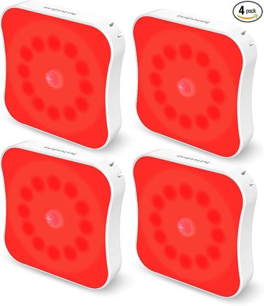 Red Light Night Lights Motion Sensor Red Lights Rechargeable RedLight Magnetic 670 nm Red Light for Sleep Therapy, Bathroom, Bedroom, Stair, Hallway, Travel, Kids Room, 4 Pack
