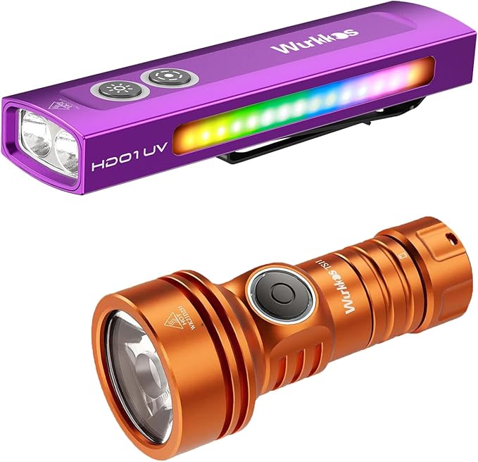 Wurkkos HD01 UV Flashlight(Purple) & TS11 EDC Flashlight(Orange)