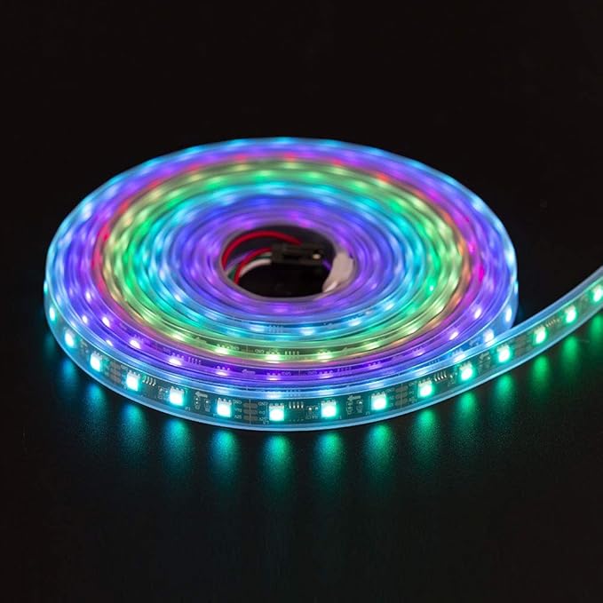 BTF-LIGHTING WS2811 IC=RGB+IC Addressable Dream Color LED Strip 16.4FT 60LEDs/m 20Pixels/m IP67 Waterproof Black PCB Flexible DC12V Chasing Effect for Home Indoor Decor(No Adapter or Controller)
