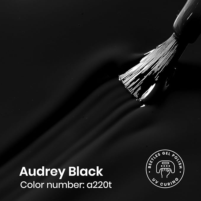 Beetles Black Gel Nail Polish -15ml Audrey Black Gel Polish Soak Off UV LED Needed Nail Art Manicure Salon DIY Design at Home Gifts for Woman