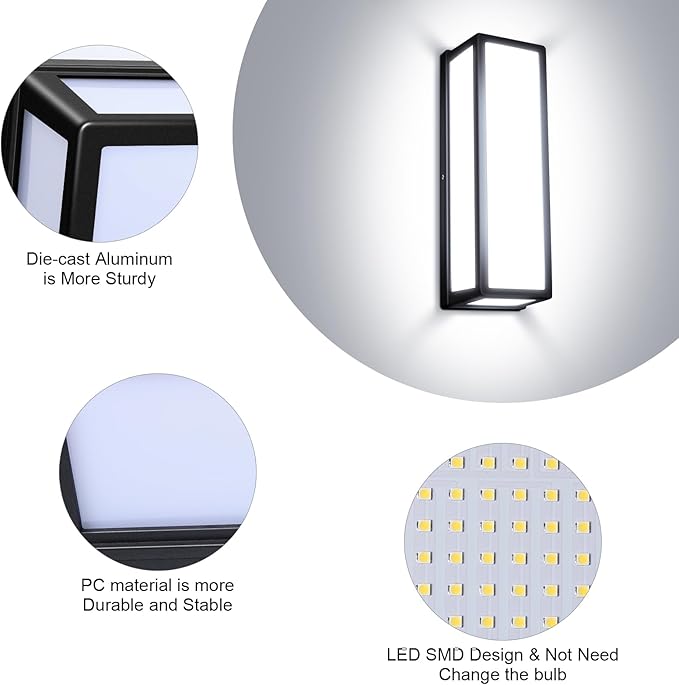 30Watt Modern Outdoor Wall Lights, 2000 Lumen IP65 Waterproof Exterior Porch Light, 6000K Daylight Anti-Rust Wall Mount Outdoor Flood Lighting for House, Front Porch, Patio, Garage