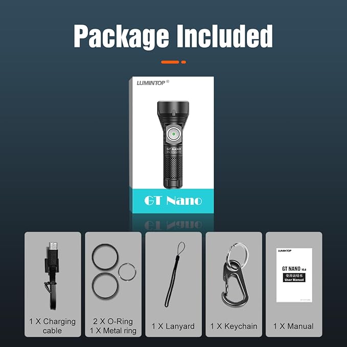 LUMINTOP GT Nano Keychain Flashlight 450 Lumens Mini Flashlight 300 Meters Beam Distance Single 10180 Li-ion Battery (Included) (Black)