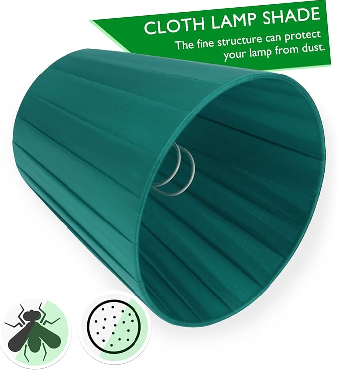 1pc Cloth Lampshade Pleated Lamp Shade Clip On Bulb Light Covers Barrel Lamp Shade for Bedroom Table Lamp Floor Light, Green