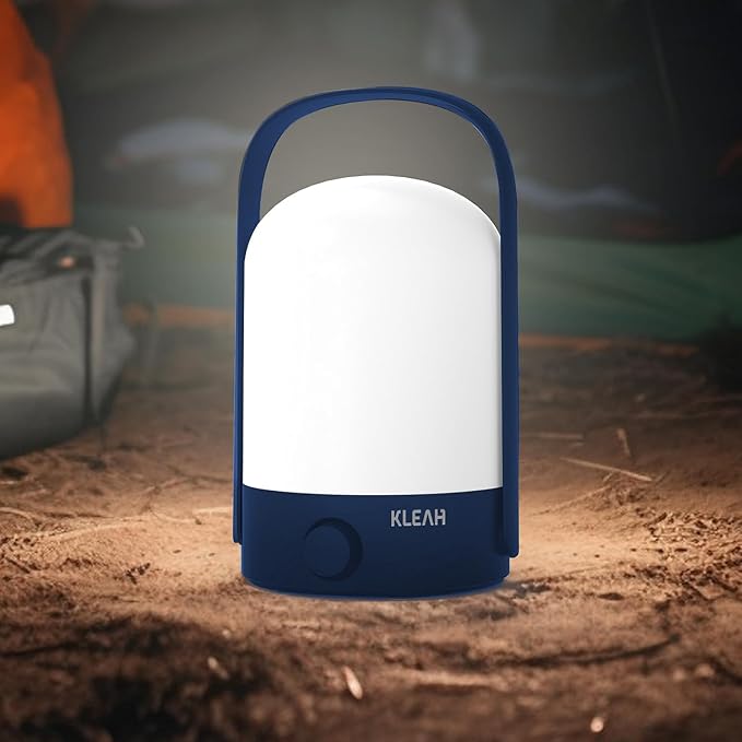 KLEAH Portable Cordless Lantern Table Lamp, 360° Portable Handle, Stepless Dimmer, Powerful Long-Lasting 50hrs, Rechargeable LED Lantern for Camping Bedroom Party, Blue