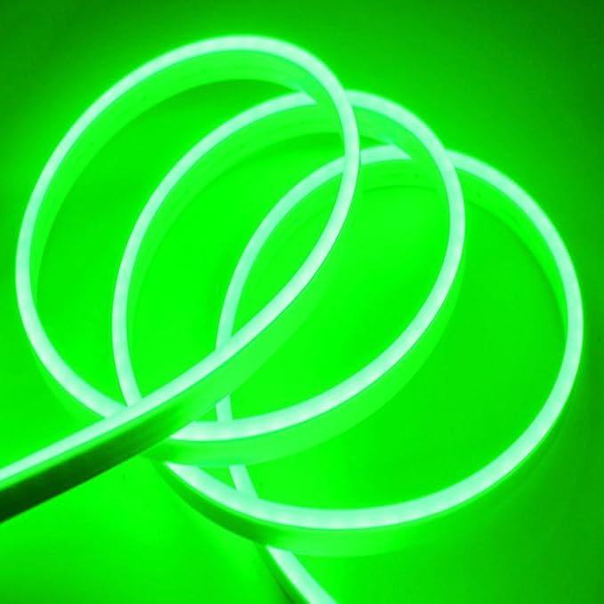 LED Neon Strip Lights, 20ft AC 110V-130V Super Bright Rope Light Sign String 12000LM Waterproof IP68 for Outdoor Indoor Commercial Lighting Decor(Green)