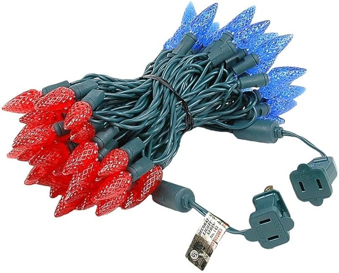 Novelty Lights 24FT 70 LED C6 LED Christmas String Lights, Outdoor Christmas Tree Commercial Grade LED String Lights, Permanent Christmas Lights Outdoor Tree Decorations Outdoor (Red/Blue)