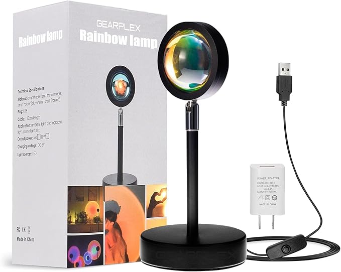 Rainbow Lamp Projector for Home Décor & Photography Ambient LED Night Light Lamp - 180-Degree Rotating Romantic UFO Rainbow Lamp for Bedroom Living Room Selfies Christmas Home Parties