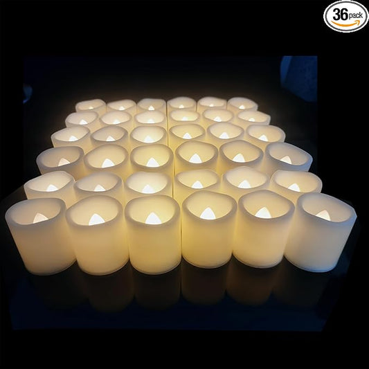 36 Pack Flameless Votive Candles Flickering Electric Fake Candles LED Battery Operated Tea Lights for Home Wedding Decor Party Table Halloween Christmas Decorations, Warm White Glow