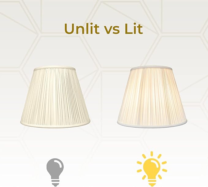 Royal Designs Deep Empire Gather Pleat Basic Lamp Shade, Beige, 9 x 16 x 12.25
