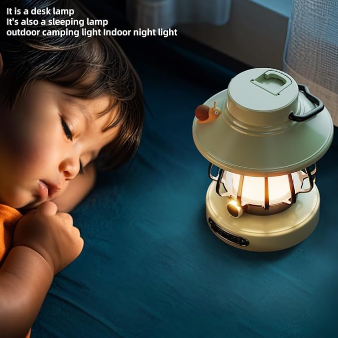 HOMY Snail Camping Lantern for Kids USB Rechargeable, 3 Color Dimmable LED Light, Portable Outdoor Indoor Night Light for Toddlers, Tent, Bedroom & Power Outages (Milk White)