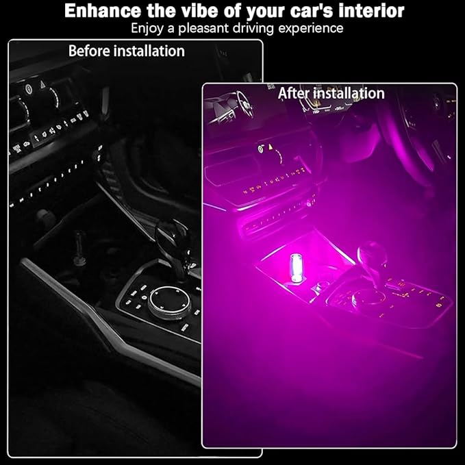 2 PCS Retro Car Lamps,Plug-in USB Car Interior Light,Car USB Light Bulb,USB LED Car Interior Atmosphere Lamp,Portable Mini LED Light for Car,Bedroom,Hallway (Purple)