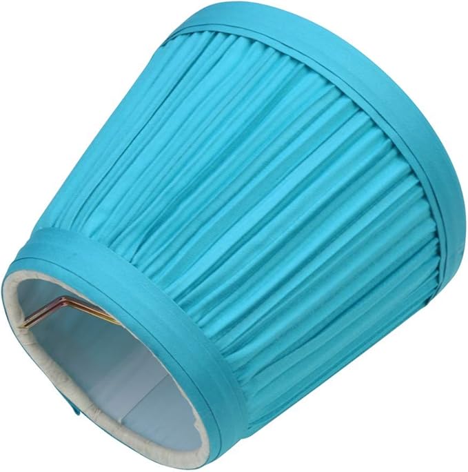Renovators Supply Manufacturing Small Clip On Lamp Shade Blue Fabric 4" Tall Vintage Clip On Drum Style Pleated Shade Fits Chandelier Candelabra Bulb Living Or Bedroom Lampshade Replacement