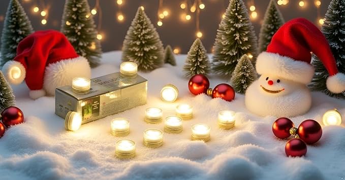 Mini Waterproof Battery Christmas LED TeaLight 20pcs 1.2" Battery Powered LED Puck Accent Light for Party Events Wedding Hallowen Pumpkin Light Pond Fountain Decor(Warm White)