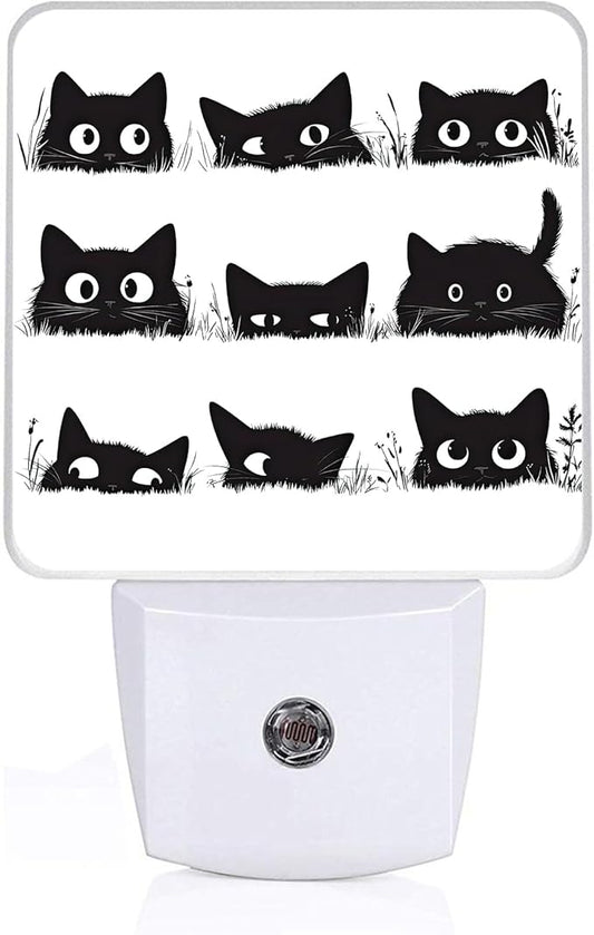 Black Cat Night Light,Cute Cat Plug-in Night Lights with Dusk-to-Dawn Sensor for Bedroom,Bathroom and Living Room Sleep Friendly lamp 0.5w