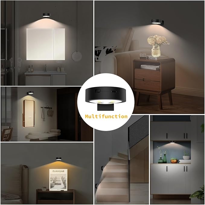 Picture Lights Rechargeable Battery Operated Wall Art Lights,Wireless Magnetic Painting Light with Remote,LED Timer&Dimmable Picture Frame lights for Artworking Picture Wall Decor(Black, 3Pack)