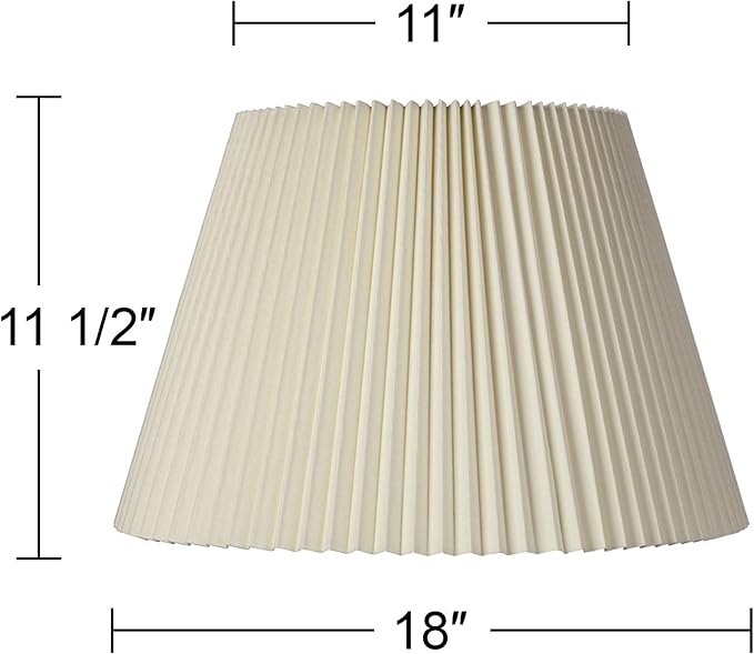 Empire Lamp Shade Ivory Knife Pleated Large 11" Top x 18" Bottom x 12" High Spider with Replacement Harp and Finial Fitting - Springcrest