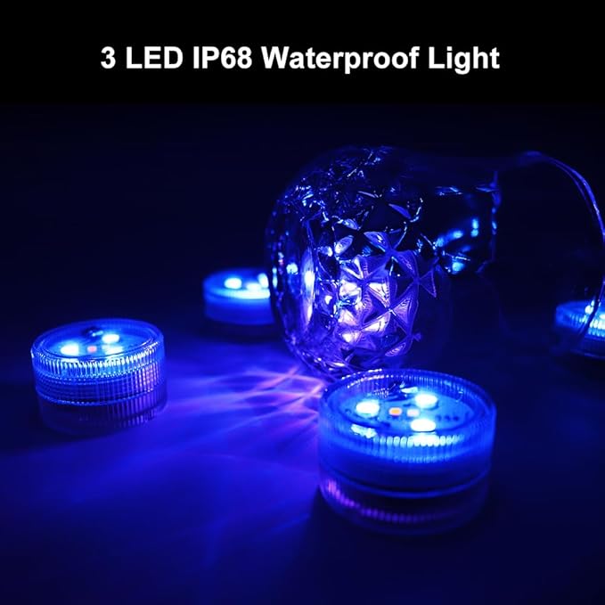 Mini Submersible LED Lights with Remote Control, Waterproof Small Tea Lights Candles, 1.5" Multicolor Submersible Lights for Vases Fish Tanks Hot Tubs, Pond Pool, Parties Wedding Halloween