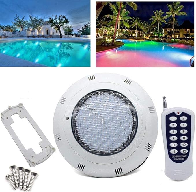 TBVECHI 12V 45W Pool Light Underwater Color-Change LED RGB with Remote Submersible Led Light IP68 Waterproof LED Inground Swimming Pool Light