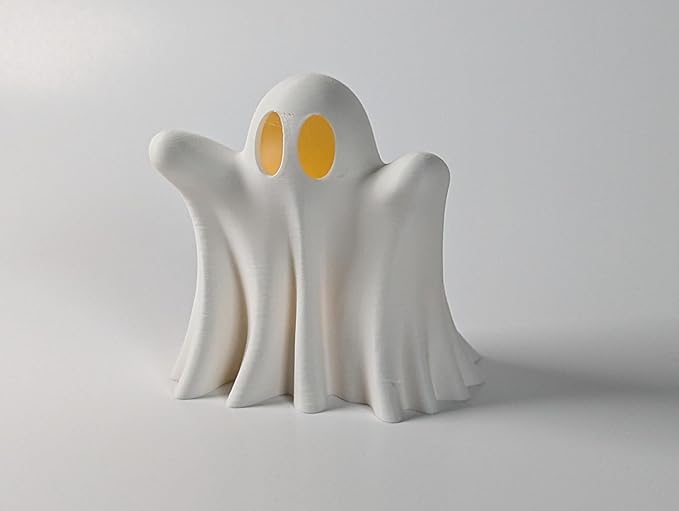 RedFive Light Up Ghost Decoration – 3D Printed LED Tea Light Halloween Decor – Cute Spooky Accent for Home, Mantel & Table – Handmade in Michigan USA