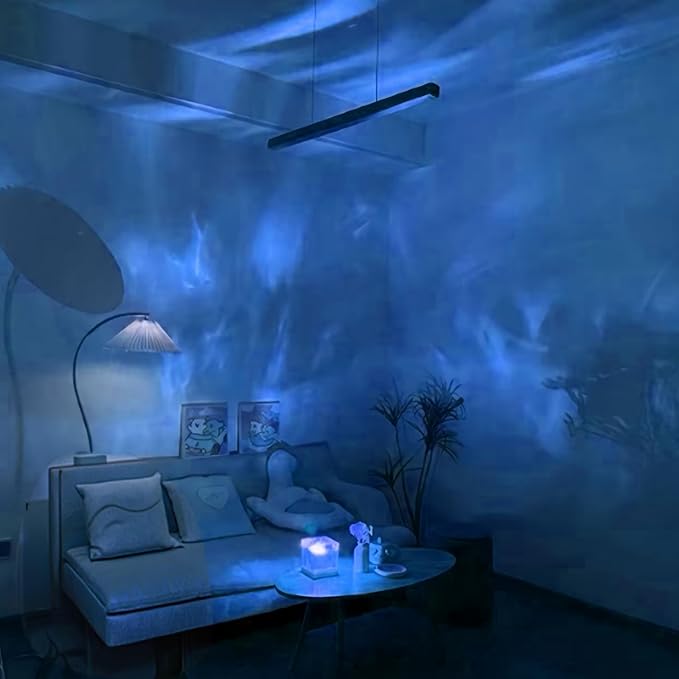 Ocean Wave Ceiling Projector, Colors Changing Show Aurora Glow Lamp with Remote, Sunset/Cloud Led Night Light, Northern Lights, Luminorthe Cube lamp for Bedroom/Room Decor(Big)