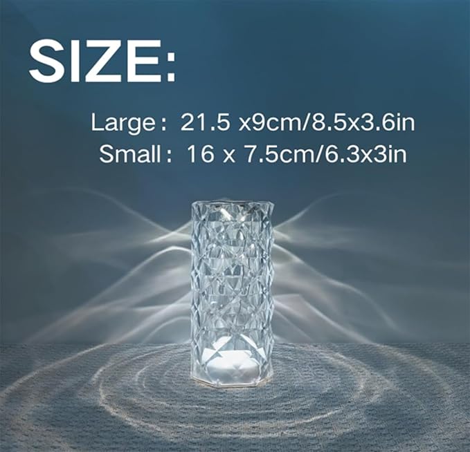 Can Switch 16 Colors Artificial Crystal Table Lamp, Rgb Color Changing Rose Diamond Design with Remote Control USB Charg Touch Sensor Ambient Lighting, Artificial Crystal Table Lamp (16 colors-‎Small)