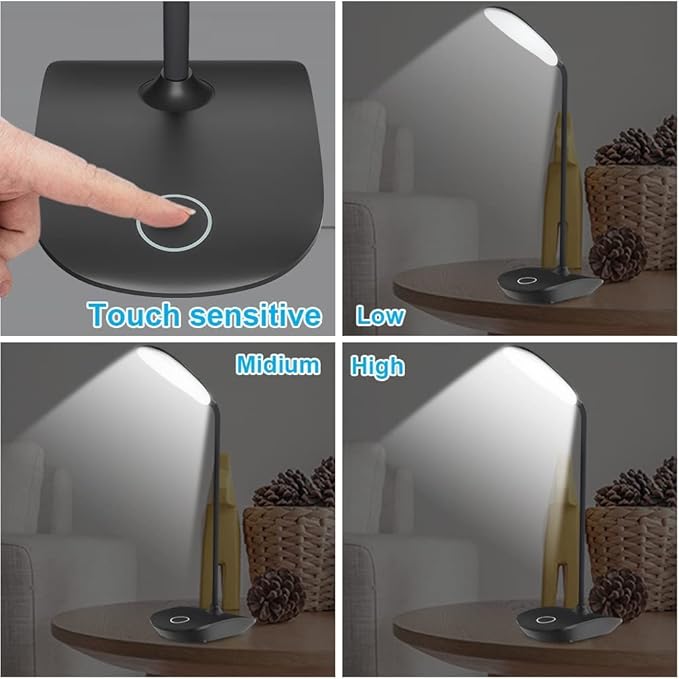 DEEPLITE LED Desk Lamp Battery Operated Lights Cordless Rechargeable Lamp, Flexible Portable Light for Bed Craft Nail Home Office, Eye-Caring Dimmable Small Desk Lamp Wireless Reading Lamp - 2 Pack