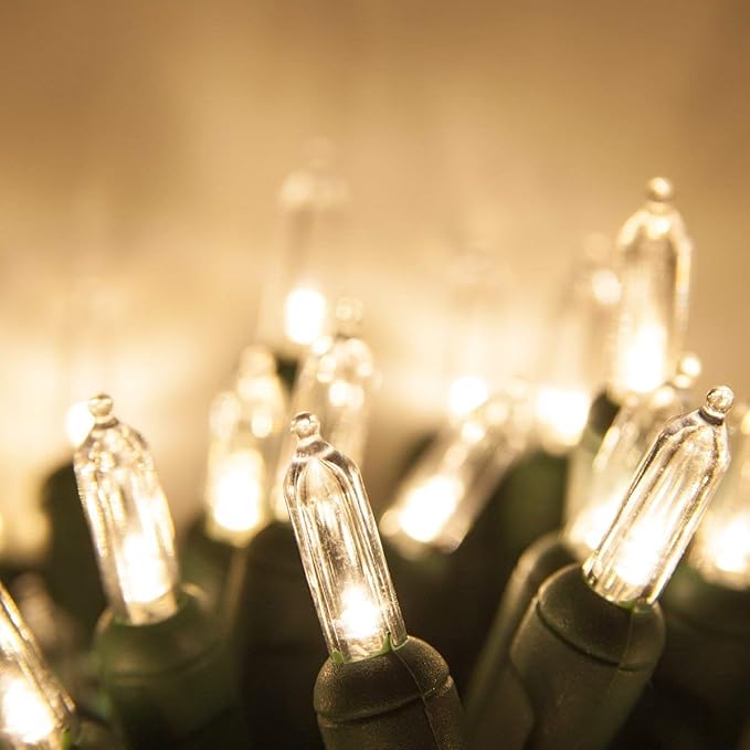 Wintergreen Lighting 50 T5 LED Warm White Mini Christmas Tree Light Set, 4 Spacing, 17', Party Lights Bedroom Lights Dorm Lights String Lights (Warm White, 17 Ft)