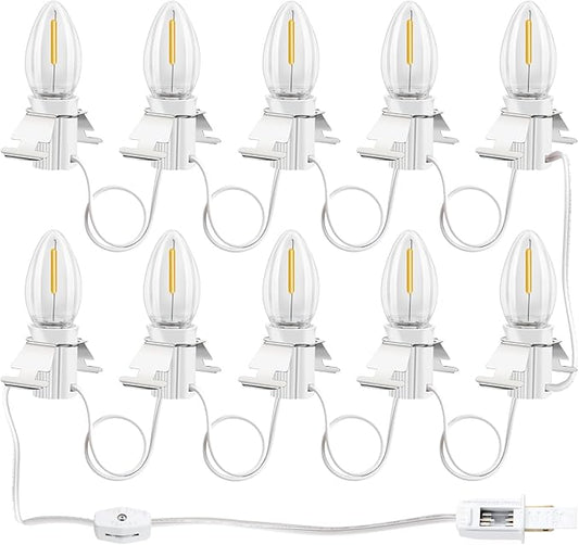 Christmas Village Lights with 10 Led Light Bulb, Snow Village Lights C7 with Clips for Christmas Halloween Cabin, for Houses Craft Decoration,Warm White