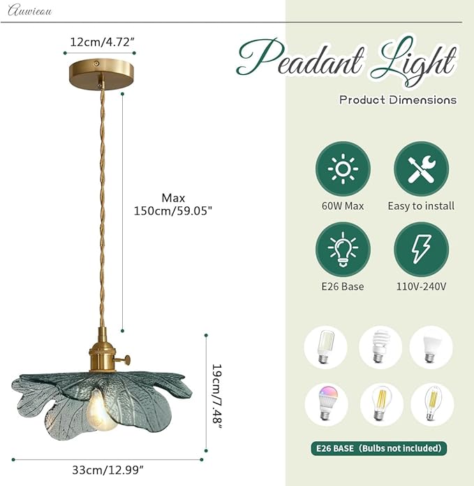 Kitchen Island Pendant Light 2 Pack Dark Green Glass Pendant Light Gold Light fixtures Modern Pendant Lighting Vintage Ceiling Hanging lamp for Dining Room Bedroom
