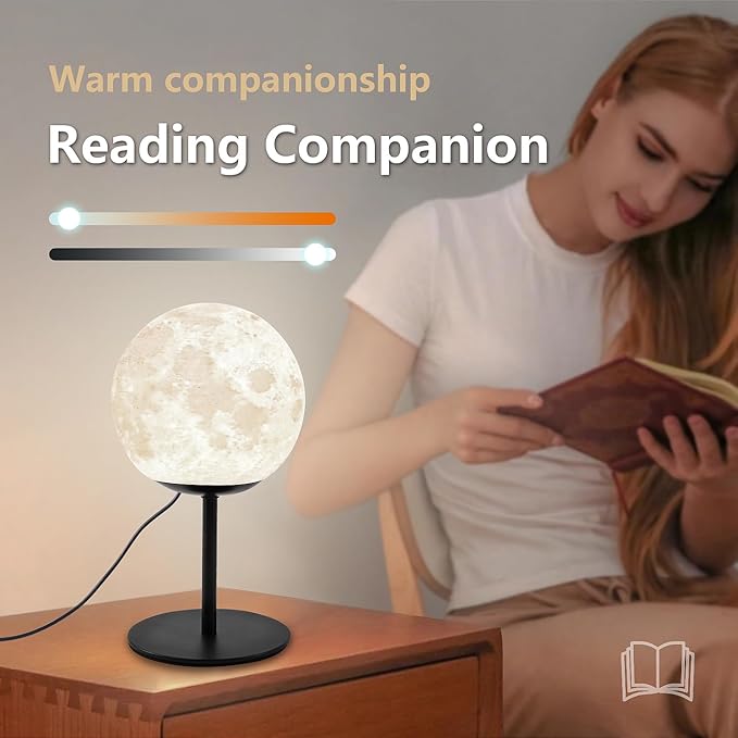 Moon Lamp Bedside Table Lamp for Bedroom, Dimmable Moon LED Night Light with 30 Modes, Desk Lamp Nightstand Lamp for Living Room, Office, Dorm, Kids Room, Birthday Gifts for Kids, Boys, Girls, Teens