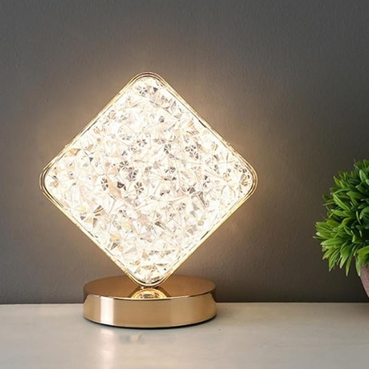Crystal Table Lamp, Touch Control Nightstand Light with 3Color Temperature, USB Rechargeable Bedside Light for Bedroom Living Room Desktop Bar Cafe Office Indoor Decoration(Diamond)