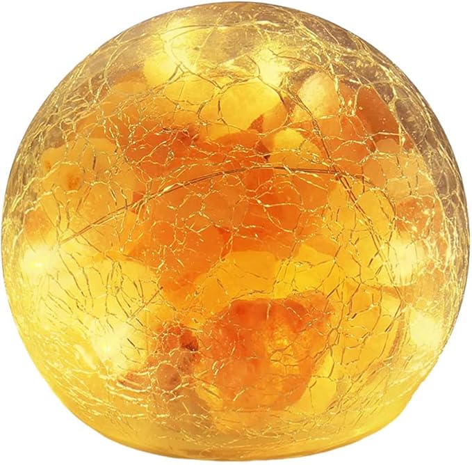 Uonlytech Salt Rock Lamp Battery Powered Himalayan Pink with Crackle Glass Ball Rock Salt Night Light for Bedroom Home Decor