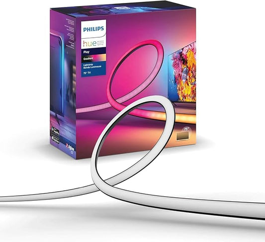 Philips Hue 75" Smart Light Strip - White and Color Ambiance LED Color-Changing TV Backlight - Sync with Television, Music, Gaming - Requires Bridge and Sync Box