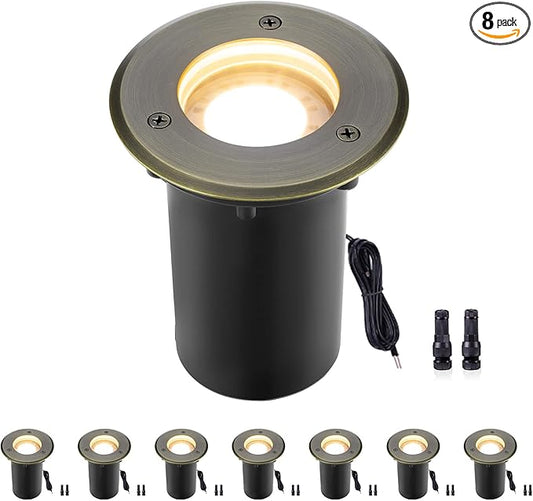 Gardenreet MR16 Well Light - Solid Brass Replaceable Bulb Weatherproof Low Voltage Inground Lighting, 12V LED Electric Fixture, Antique Bronze for Patio Yard Wall Without MR16 Bulb