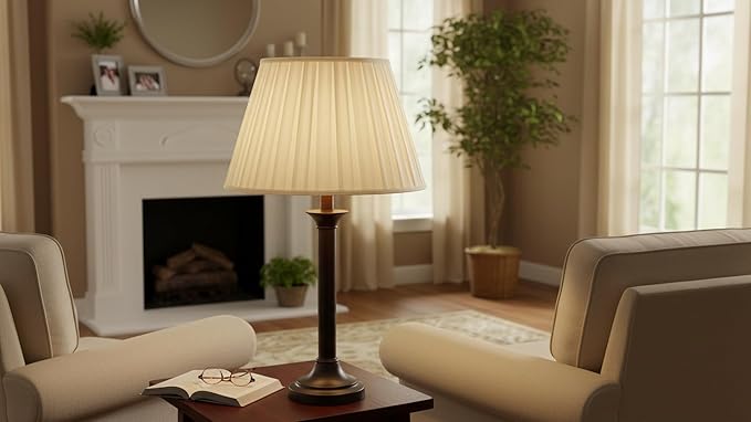 Aspen Creative 33202 Box Pleated Large Empire Spider Construction Lamp Shade, Off-White Linen Fabric, 11" Top x 18" Bottom x 12" Slant