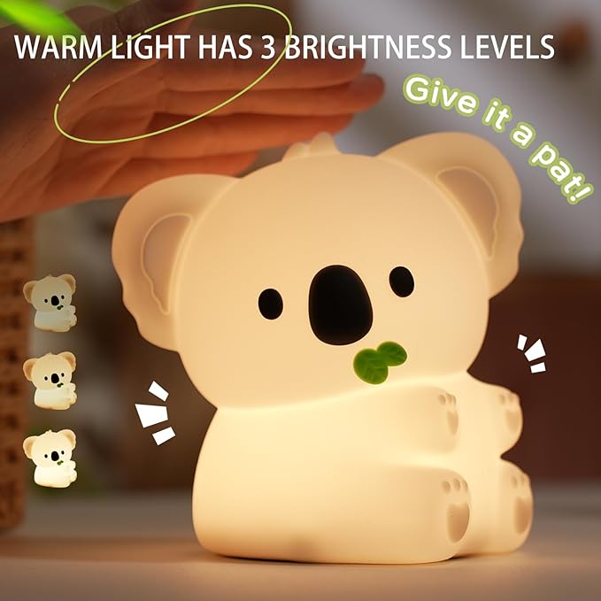 Koala Night Light, 7 Colors Dimmable Bedside Lamp, Touch Control Night Lamp with Timer for Kids Adults, Used for Camping Party Room Decor (Koala)