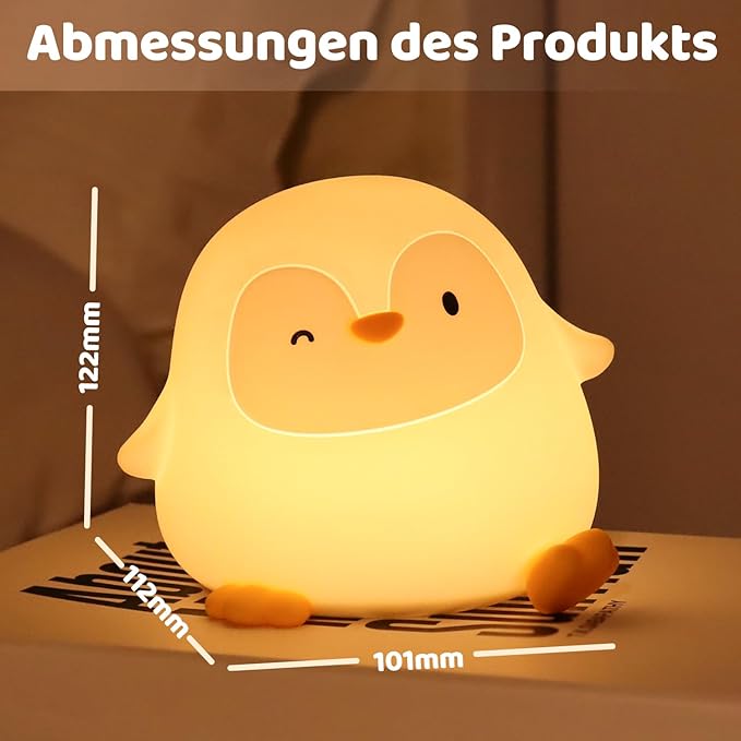 Penguin Silicone Night Light, Tap Control Dimmable Soft Nightlight with 30-Min Timer, 50H/12H Long Battery Life, Portable Bedroom Lamp for Baby Kids Toddler Girls, Gift for Easter