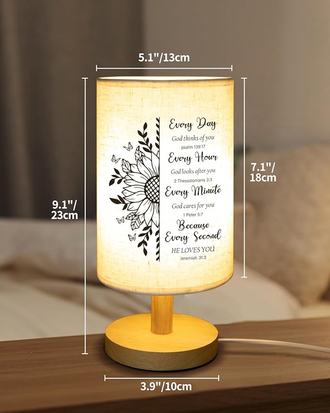 Christian Gifts for Women Table Lamp, Religious Gifts for Women with Bible Verse Prayer Inspirational Gift Fabric Lamp Spiritual Gifts for Woman, Friend