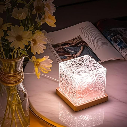 Ocean Wave Projector Cube Light, Luminorthe Cube Lamp, Corded Ocean Lamp, Northern Lights Projector Lights with 16 Colors and Dynamic Ripple Effect for Living Room Bedroom Decor