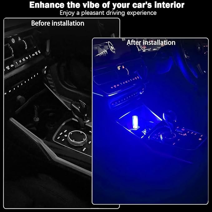 2 PCS Retro Car Lamps,Plug-in USB Car Interior Light,Car USB Light Bulb,USB LED Car Interior Atmosphere Lamp,Portable Mini LED Light for Car,Bedroom,Hallway (Blue)