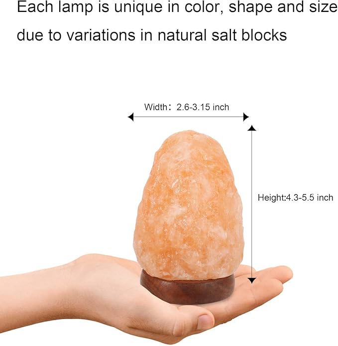 Wrcevtor Natural Salt Rock Night Lamp with 7 Colors Changing, Mini Small Crystal Salt Lamp for Home Decor and Gift - Natural Shaped, Premium Wood Base