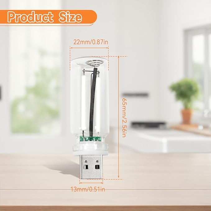 8Pcs USB LED Car Interior Atmosphere Light, Mini Retro Car Lamps USB Plug-in Glass Bottle Night LED Light