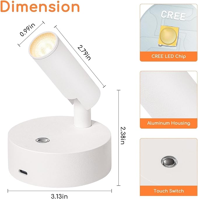 Wireless LED Spotlights Indoor with Remote Rechargeable Picture Lights Uplighting Indoor Dimmable Warm White Accent Lighting Battery Operated Spotlight for Plant Artwork Painting Wall, 2 Pack