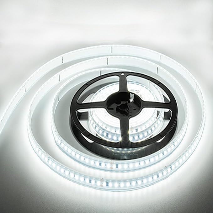 SUYOOULIN LED Strip Lights, 30000LM AC110V/120V 33ft/10m SMD 2835 1200 LEDs Light Strips Tube Waterproof IP67 LED Ribbon, 2 Times Brightness Than Low Voltage Strip Lights (Cold White 6500K)